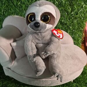 Ty Gray and Brown Sloth Plush Toy